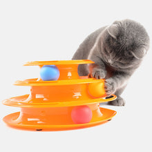 Load image into Gallery viewer, Three Levels pet cat toy Tower Tracks Disc cat Intelligence Amusement triple disc cat toys ball Training Amusement plate Kitten
