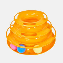 Load image into Gallery viewer, Three Levels pet cat toy Tower Tracks Disc cat Intelligence Amusement triple disc cat toys ball Training Amusement plate Kitten
