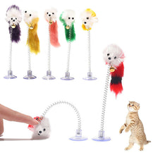 Load image into Gallery viewer, Fashion Random Colour Plastic Cat Toys Feather Funny Cat Mice Shape 20 x 10cm False Mouse Pet Products Bottom Sucker Elastic
