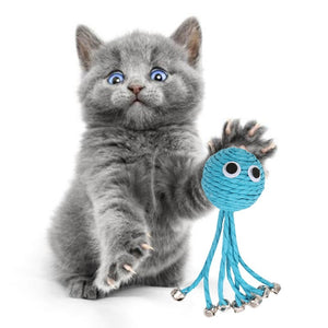 Baby Octopus Woven By Paper Rope Scratch-resistant Pet Playing Toy With Bell  Grinding Cat Toy Ball Cat Interactive Toy